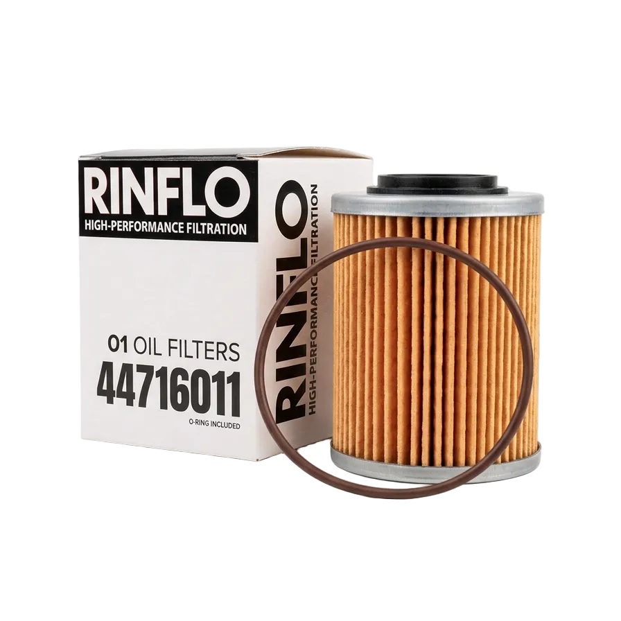 RINFLO oil filter with packaging on a white background