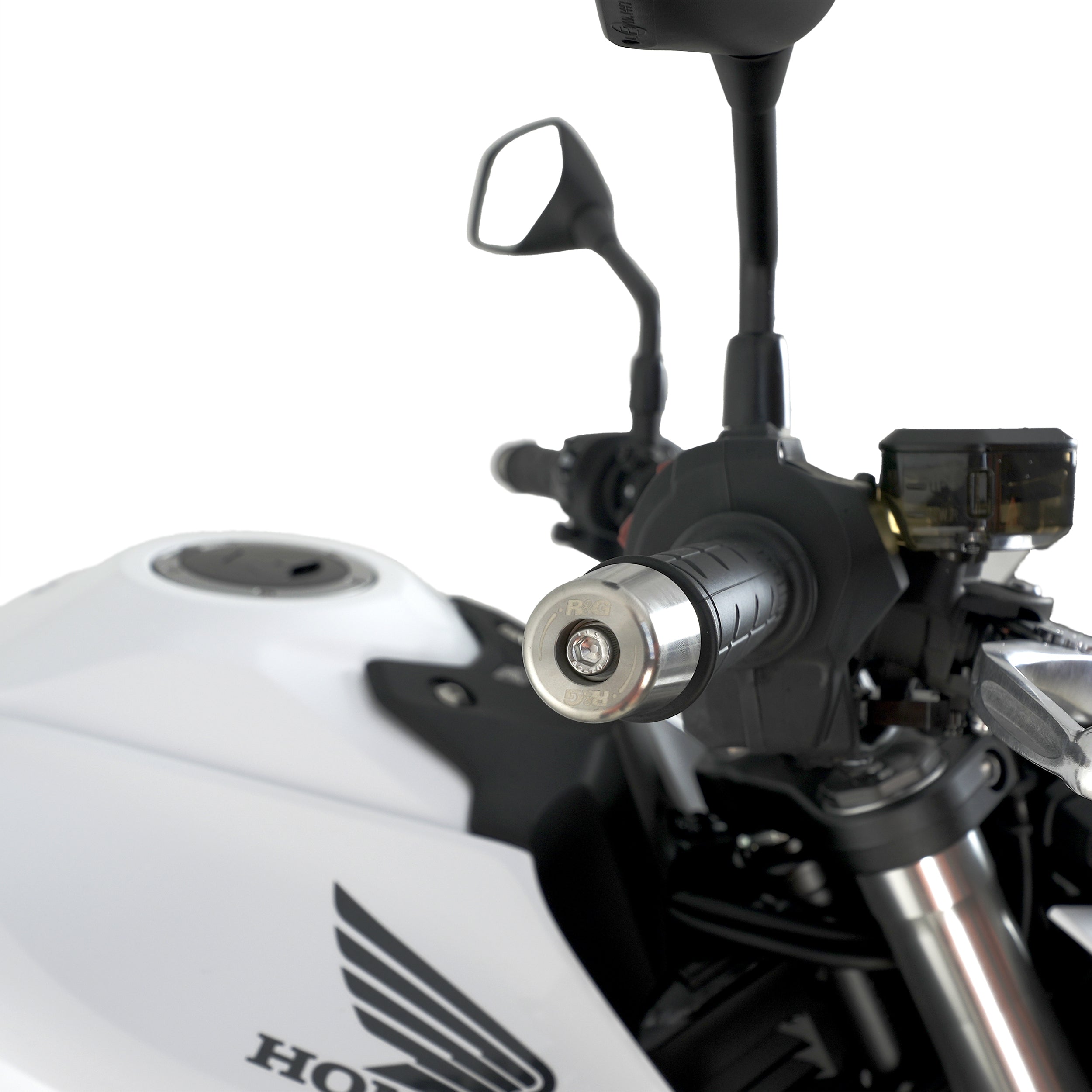 R&G Stainless Steel Bar Ends for the Honda CB1000R(+) '18-,CB1000 Hornet/SP '25- NC700S/X, NC750S/X,  Integra 700/750, NT700V Deauville '06-'10 & NT1100 '22-