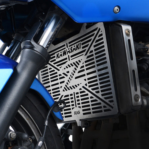 Branded Radiator Guard For Kawasaki Z1100 '26-, Z1000 '10- '24, Z1000SX, VERSYS 1000 '13-'19, Ninja 1000SX '20- '24 & 3 others.