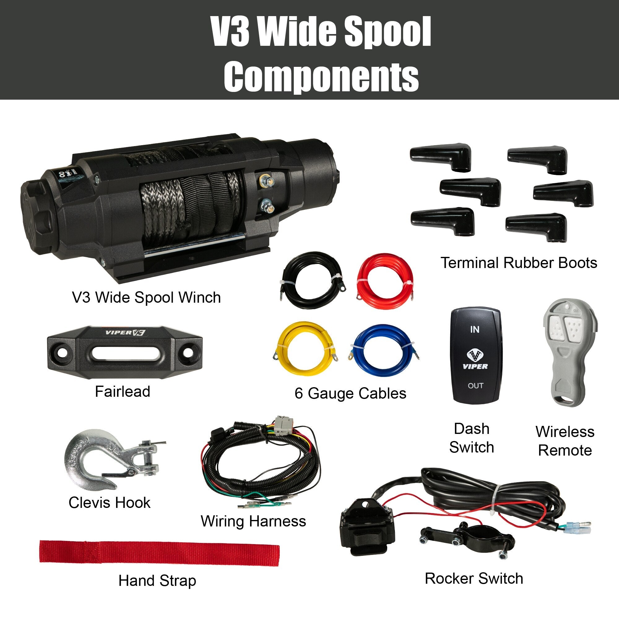 VIPER V3 6000lb Wide Spool ATV/UTV Military Grade Winch