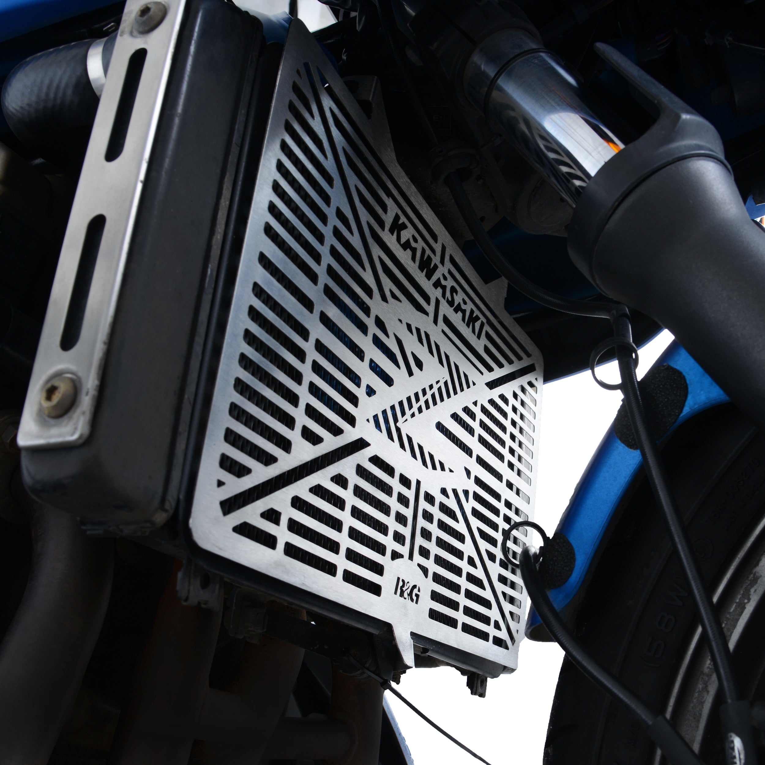 Branded Radiator Guard For Kawasaki Z1100 '26-, Z1000 '10- '24, Z1000SX, VERSYS 1000 '13-'19, Ninja 1000SX '20- '24 & 3 others.