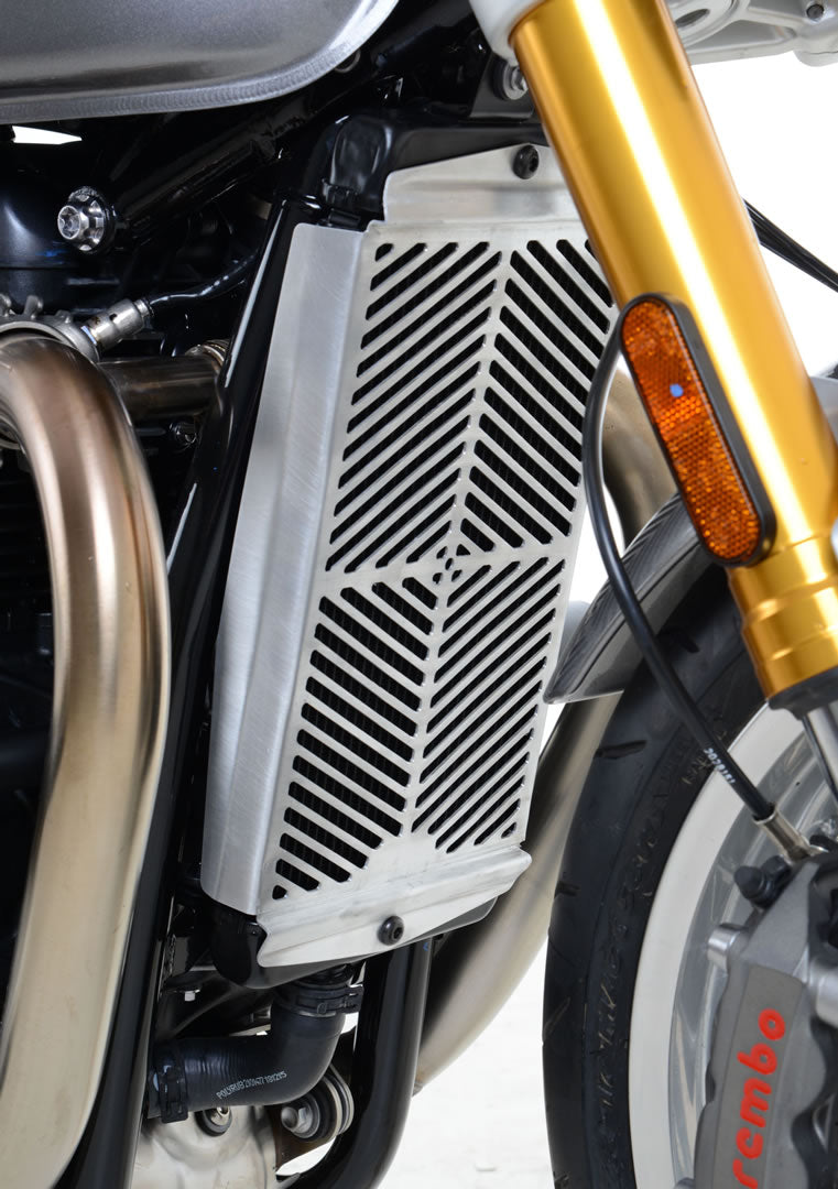 Stainless Steel Radiator Guard for the Triumph Bonneville T120 '16-25,Thruxton 1200/R '16-, Speed Twin 1200 '19-'21, Scrambler 900 '23- & Speed Twin 900 '22-