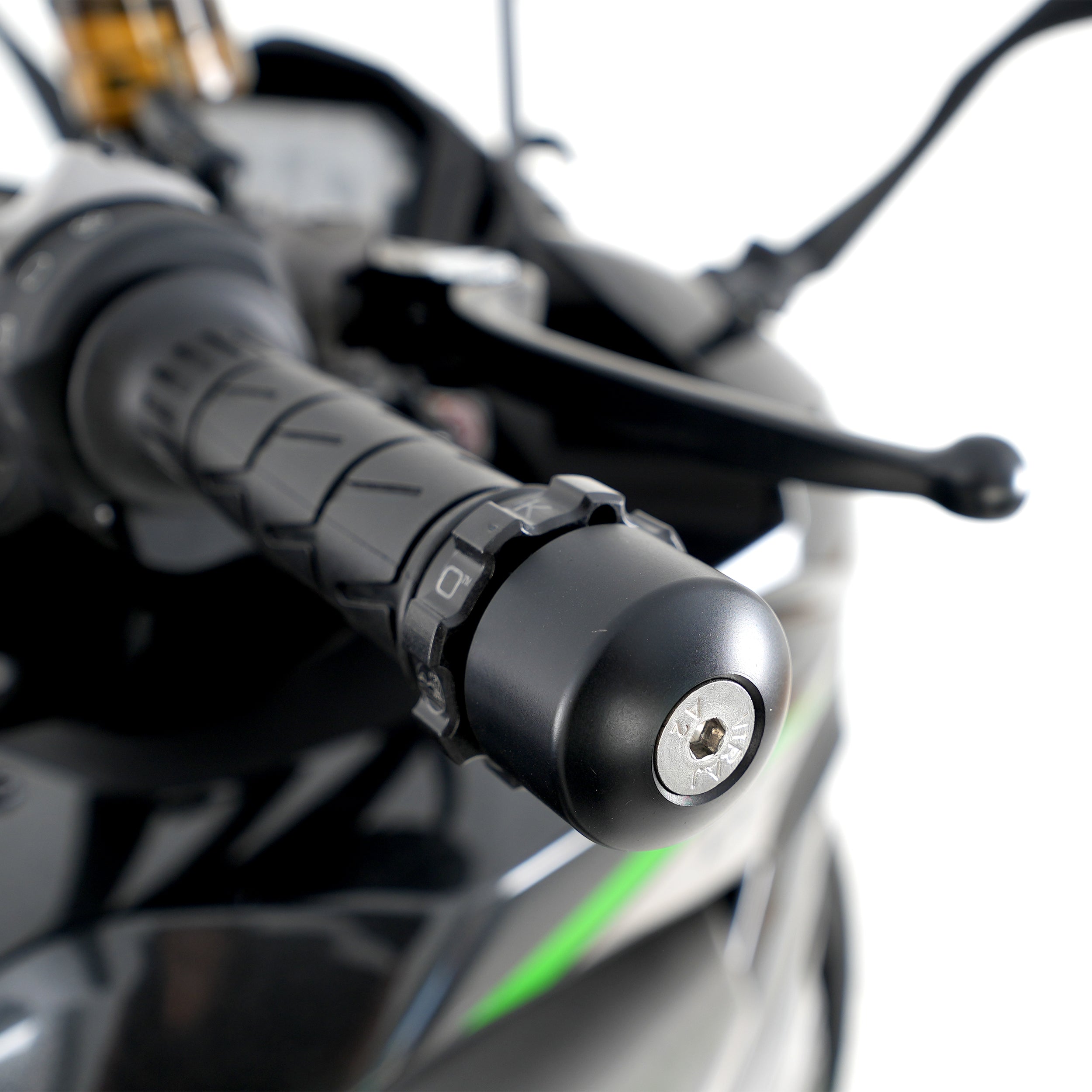 Kaoko Throttle Stabilizer for Kawasaki Z1000SX ('10- '24) & Ninja 1100SX '25- : models with parallel 37,8mm OD bar end weights.