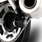 Swingarm Protectors for the Triumph Thruxton 1200 '16-, Thruxton 1200R '16-, Triumph Street Twin '16-, Speed Twin 1200 '19-'21, Speed Twin 900 '22- '24, and 5 others