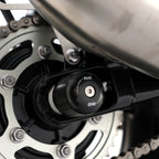 Swingarm Protectors for the Triumph Thruxton 1200 '16-, Thruxton 1200R '16-, Triumph Street Twin '16-, Speed Twin 1200 '19-'21, Speed Twin 900 '22- '24, and 5 others