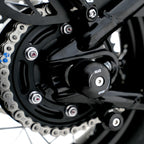 Swingarm Protectors for the Triumph Thruxton 1200 '16-, Thruxton 1200R '16-, Triumph Street Twin '16-, Speed Twin 1200 '19-'21, Speed Twin 900 '22- '24, and 5 others