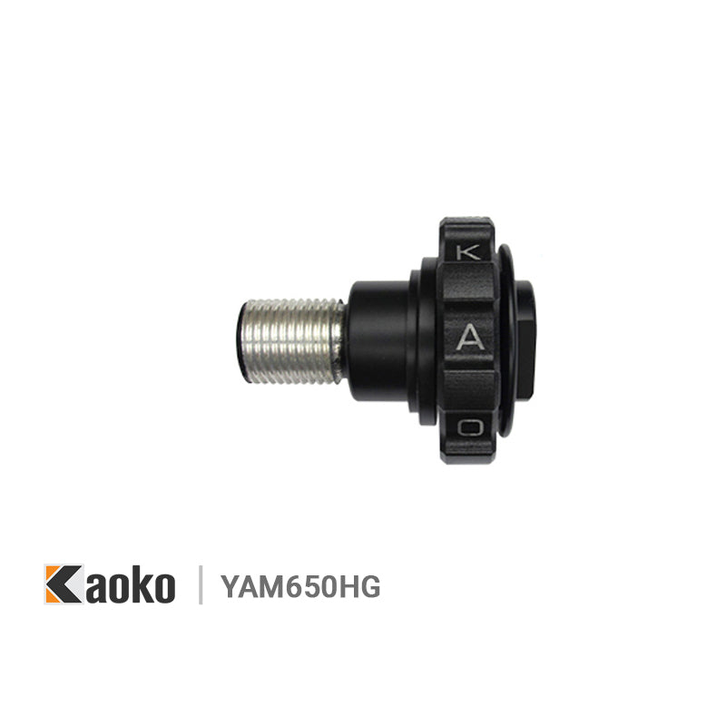 Kaoko Throttle Stabilizer for the Yamaha Tracer MT09 and FJ-09 (2014-2015) & MT-10 ('17-) both with OEM hand guards. OEM hand guards and OEM heated grips.