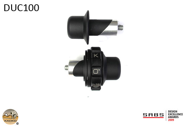 Kaoko Throttle Stabilizer for Ducati 748/848/916/996/998/999/1098/1198, Streetfighter/S , Multistrada 1200/S '10-, Monster 1100 ABS '10-, SCRAMBLER; Monster 696 '13- & Desert Sled '18-. Including matching LHS BE in black finish. For Models with 16,8m